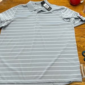 Adidas brand men’s gray golf polo shirt.  Size XL.  New w/tag. Emblem on sleeve.